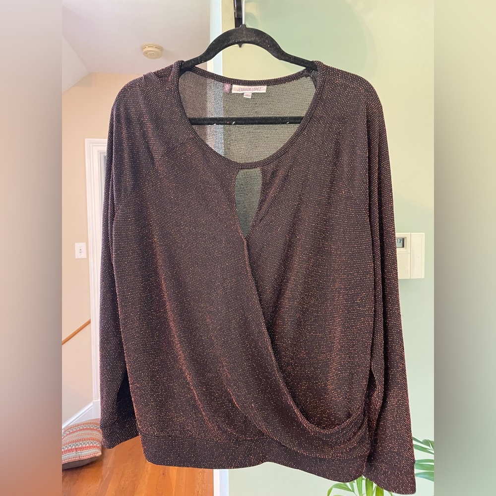 JENNIFER LOPEZ Sweater. Black with Orange Sparkle Accents